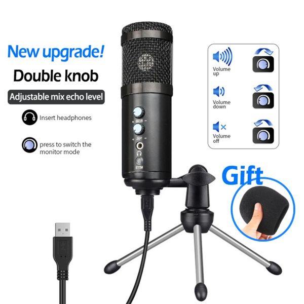 Microphones USB Microphone Microphone Vocaux professionnels Streams Enregistrement Studio microphone pour PC Youtube Video Gaming Mikrofo / Microfon