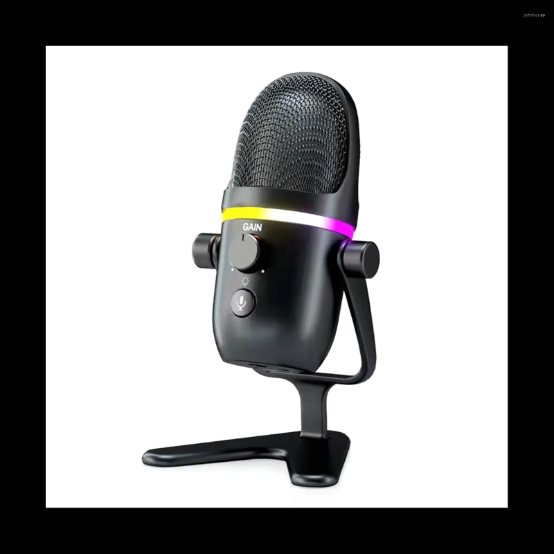 Microfones USB Condenser Microphone RGB ESports Gaming Desktop Computer Recording
