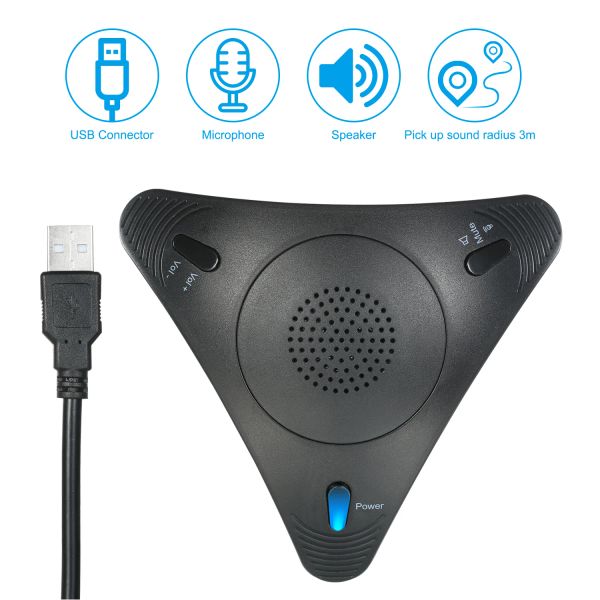 Microphones USB Computer Microphone VoIP VoIP Omnidirectional Desktop Wired Microphone Breedtin Enceinte Volume Contrôle MUTE FONCTION