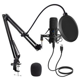 Microphones USB Microphone Condenseur D80 Enregistrement avec stand et ring pour PC Karaoke Streaming Podcasting 230816