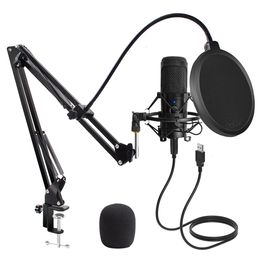Microphones Microphone USB à condensateur D80 Microphone d'enregistrement avec support et anneau lumineux pour PC Karaoké Streaming Podcasting pour Youtube 221115