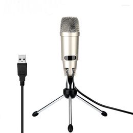 Micrófonos Micrófono USB Condensador Micrófono de Karaoke de estudio con cable profesional para computadora Pc Grabación de video Msn con trípode de soporte
