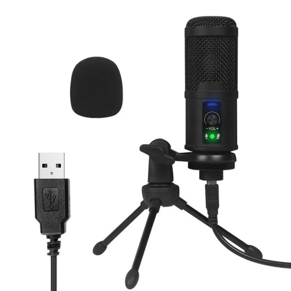 Micrófonos USB Micrófono para la transmisión de juegos 192k Conjunto de micrófono de condensador de mesa para portátiles/computadora Karaoke con trípode con trípode