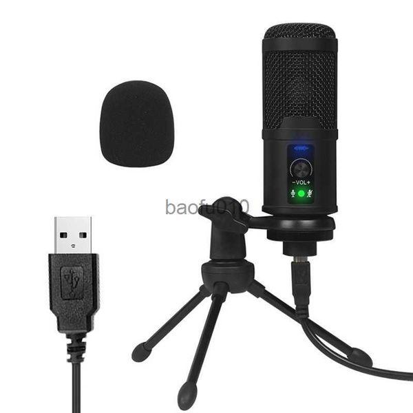 Micrófonos Micrófono USB para transmisión de juegos Juego de micrófono de condensador de mesa de 192k para computadora portátil/Grabación de computadora Karaoke con cable con trípode HKD230818