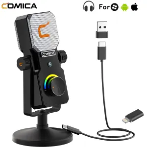 Microphones Microphone USB pour le jeu avec RVB Light Comica Stau1 Computer Condenser Microphone for Streaming YouTube Podcasting Singing