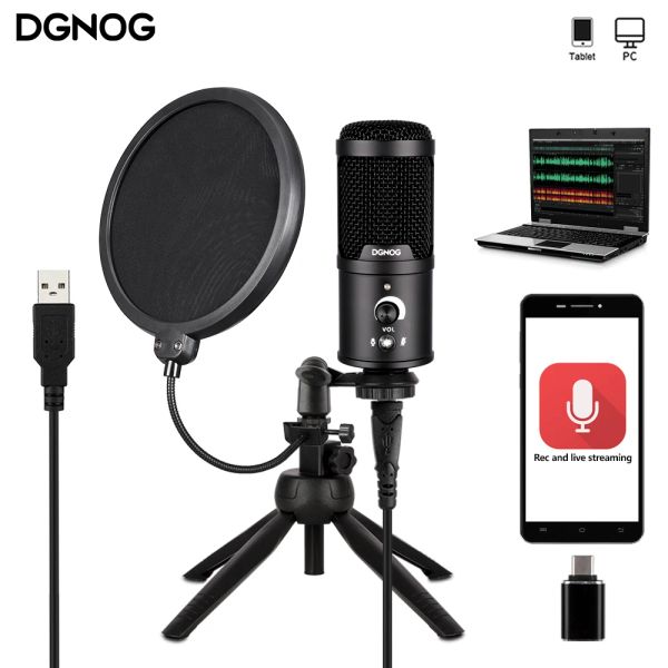 Microphones Microphone USB pour le micro de jeu PC avec bouton Mut Button Microphone Condense pour l'ordinateur portable Studio Studio Streaming