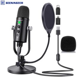 Microfoons USB -microfoonkit voor Podcast PC/Micro/Mac/iOS/Android met popfilter voor gaming/online/chatten video's/spraaks overs/streaming