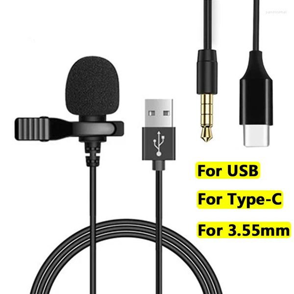 Microphones USB Mini Microphone Pour PC Ordinateurs Portables Type C Revers Clip-on Smart Phone 3.5mm Professionnel Micro Micro DSLR Caméra