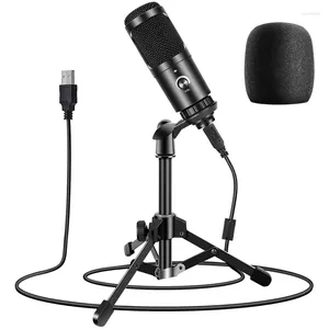 Micrófonos Micrófono de podcast USB Micrófono de condensador de 192 kHz con tapa de espuma de montaje para transmisión de videos de Youtube Grabación de voz