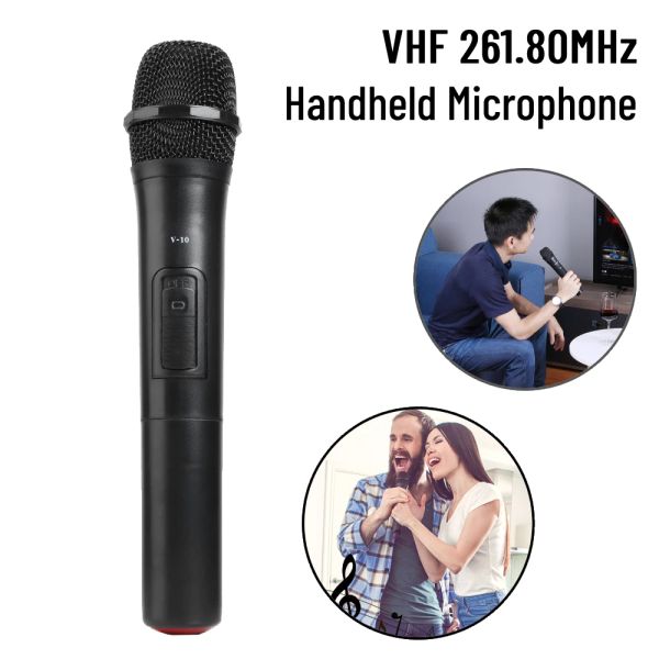 Microphones V10 Microphone sans fil VHF Singing Mic 261.80 MHz Microphone avec récepteur USB pour haut-parleur de la parole de karaoké