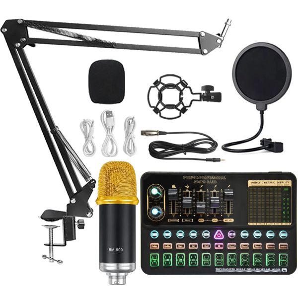 Microphones V10xpro Sound Card Studio Mixer Singing Noise Reduction Microphone Voice BM800 Live Broadcast Phone Computer Record V10x Pro