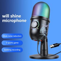 Microphones V5 Podcasting Wired Studio Microphone USB Stream Enregistrement de bureau USB Mic Mic de bruit Annulation de jeux RVB Microphone