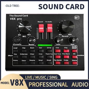 Microfoons V8XPRO Sound Card BM800 Pro Microfoon Mixer Audio DJ Mic Stand Condensor USB Karaoke KTV Professionele opname Live Bluetooth