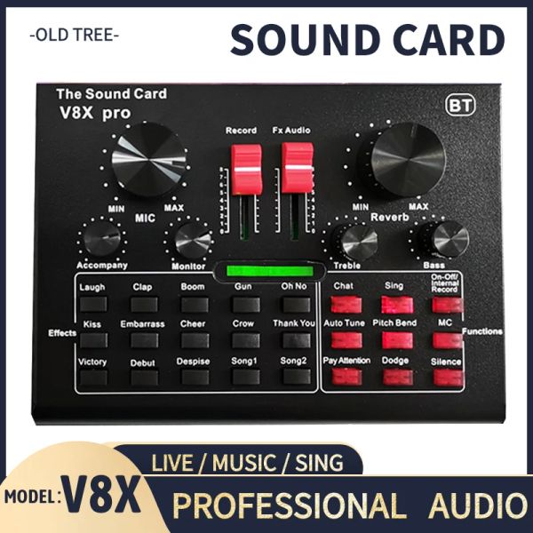 Microphones V8XPRO Sound Carte BM800 Pro Microphone Mixer DJ DJ Mic Stand Condenser USB Karaoke KTV Professional Recording Live Bluetooth