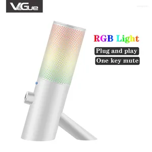Microfoons Vegue Professional RGB Lichtgeluid Reductie Microfone One-key Mute Mic met Type-C voor Podcast YouTube-opnamespel