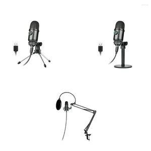 Micrófonos condensador de micrófono portátil portátil en línea reducción de ruido micrófono estereo de grabación de audio de sonido Conjunto de trípode