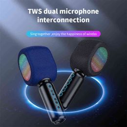 Microfoons Wireless Bluetooth Karaoke Microfoon met LED -lichten Handheld Karaoke Machine met magische zing voor kinderen Volwassenen Gift T220916