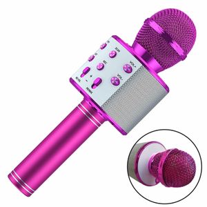 Microphones Microphone de karaoké Bluetooth sans fil 5-en-1 haut-parleur de micro portable pour tous les smartphones cadeaux pour les filles enfants de tous âges 231123