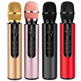 Microphones Microphone Bluetooth sans fil double haut-parleur condensateur micro karaoké portable pour la diffusion en direct de la parole