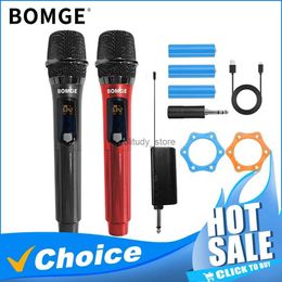 Microphones Microphone Microphone Microphone Double Système dynamique sans fil UHF avec récepteur rechargeable de 1800mAh pour Karaoke Partiesq