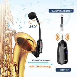 Microphones Instruments Wiless Instruments saxophone Microphone Récepteur sans fil Transmetteur 50m Plux de plage et jouez très bien pour les trompettes