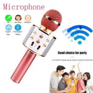 Microphones Microphone karaoké sans fil Bluetooth Micro 3D basse Karaoké Accueil Pour lecteur de musique Chant microfono Mic pour chanter 221114