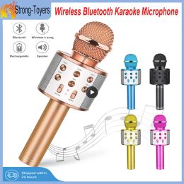 Microfoons Wireless Karaoke Microfoon BluetoothCompatible Handheld Portable Speaker KTV -speler met Dancing Led Lights Record -functie