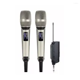Micrófonos Micrófono de karaoke inalámbrico Dinámico UHF Grabación de estudio en casa para audio de computadora Profesional DJ Conferencia Mic Recarga 2023