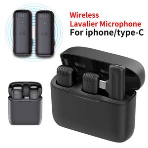Microphones Micro-cravate sans fil Réduction du bruit du micro-cravate avec boîtier de chargement Entretien en direct Enregistrement de téléphone portable pour iPhone Type C HKD230818