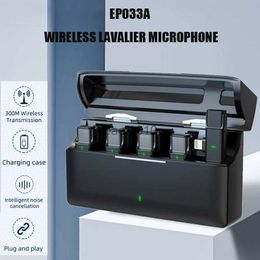Microfoons Wireless Lavalier -microfoon met oplaadcompartiment 300m Range Recording VLog voor YouTube Live voor iPhone Android EP033A HKD230818