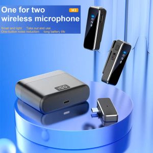 Microfoons Wireless Lavalier Microfoon Mini Portable Rapel Mic DualChannel Audio Video Voice Recording LCD voor iPhone Android Live Stream