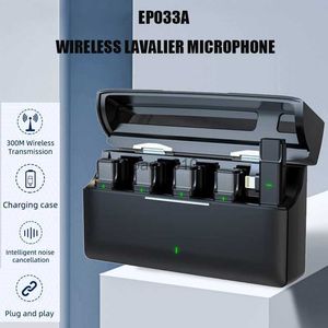 Microfoons Wireless Lavalier -microfoon met oplaadcompartiment 300m Range Recording VLog voor YouTube Live voor iPhone Android EP033A HKD230818