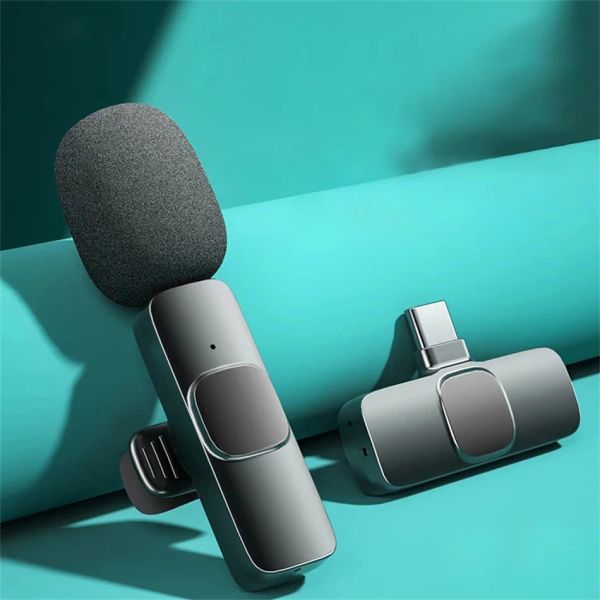 Microphones Wireless Lavalier Microphone Enregistrement Mini micro pour Android iOS YouTube Facebook Live Stream Vlog Interview Plugplay Lapon micro