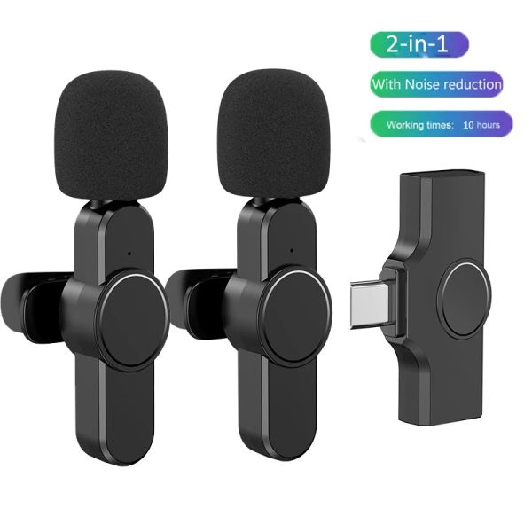 Microphones Wireless Lavalier Microphone Portable Audio Video Enregistrement Mini micro pour Type C iOS Facebook YouTube Live Broadcast Gaming