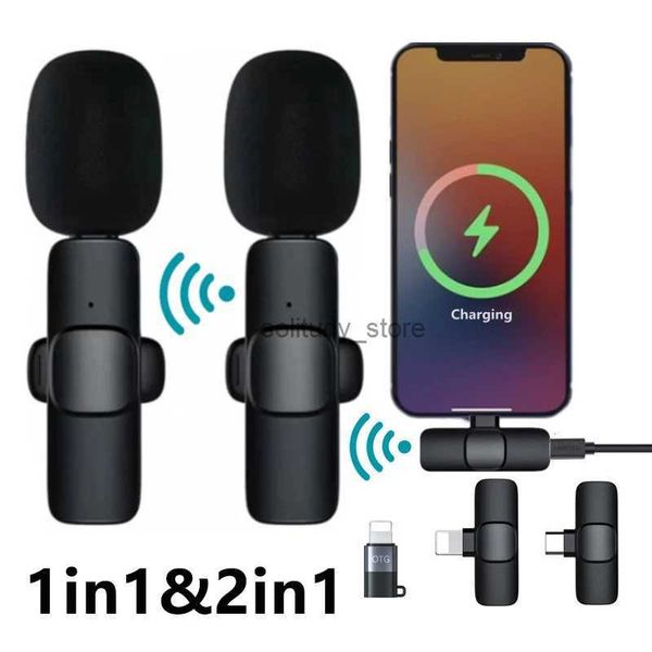 Microphones Wireless Lavalier Microphone Portable Audio et enregistrement vidéo Mini micro pour iPhone Android Facebook YouTube Live Broadcast Gamingq