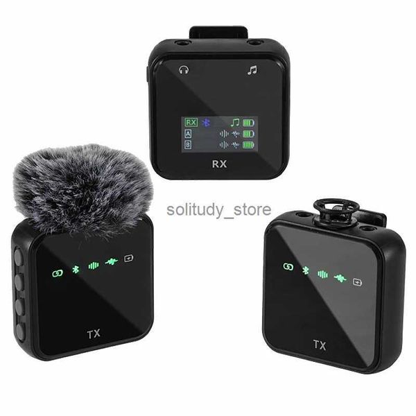 Microphones Wireless Lavalier Microphone System Portable ordinateur portable avec enregistrement à deux canaux LCD adapté à la streaming en direct sur iPhone et Android ordinateur