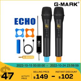 Microfoons Wireless Microphon Gmark X333 Echo Handheld MIC Lithium Battery Metal Body for Karaoke Record Speech Show Party Church