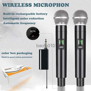 Micrófonos Micrófono inalámbrico 1200 mah UHF Micrófono dinámico de mano profesional Sistema de karaoke Micrófono con receptor para amplificador Sistema PA HKD230818