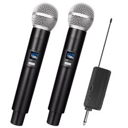 Microfoons Wireless Microphone 2 Gekloofdls UHF Porfessional Handheld Mic voor feestkaraoke KaKe KTV Smart TV Speaker Singing Church Show 230812