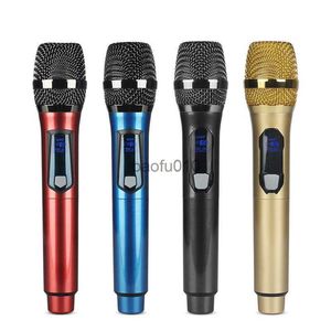 Microphones Microphone sans fil 2 canaux UHF Micro portable professionnel Micphone Micro pour réunion karaoké 50 mètres Vente chaude KTV Singing HKD230818