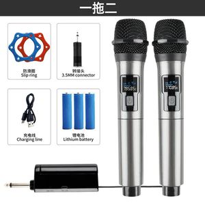 Microphones Microphone sans fil 2 canaux UHF fréquence fixe micro portable Micphone pour fête karaoké professionnel église spectacle réunion 231128