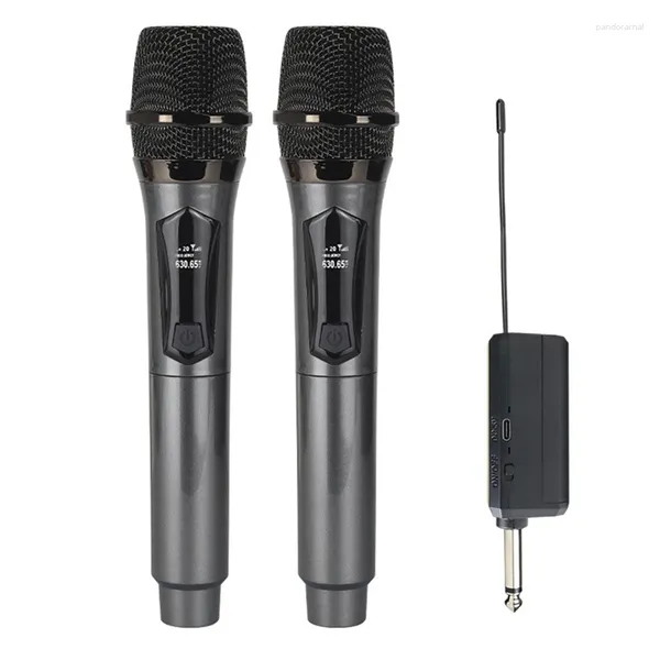 Microphones Microphone sans fil 2 canaux UHF Fréquence fixe Micphone Handheld Micphone For Party Professional Show Meeting Durable Facile to Use