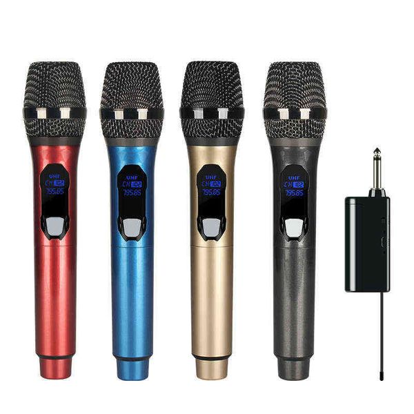 Microphones Microphone sans fil 2 canaux UHF Micro portable professionnel Micro pour réunion karaoké 50 mètres chanter chanson KTV chant T220916