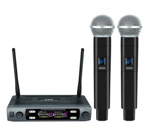Microfoons Draadloze microfoon Handheld Dual Channels UHF Vaste frequentie Dynamische microfoon voor Karaoke Wedding Party Band Church Show 6816072