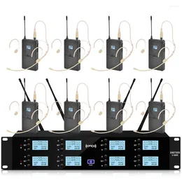Microphones Wireless Microphone Headset Professional 8ch UHF System pour Karaoke KTV Live Stage Performance Teaching Conference