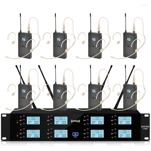 Microfoons Wireless Microfoon Headset Professional 8ch UHF -systeem voor Karaoke KTV Live Stage Performance Teaching Conference