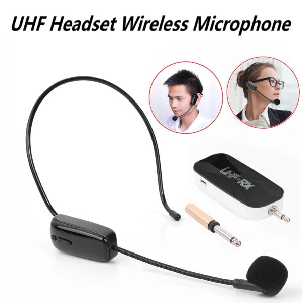 Microphones Wireless Microphone Headset Rofessional Headwear Mic Range pour l'enseignement de l'amplificateur vocal Speinteurs de scène récepteur émetteur