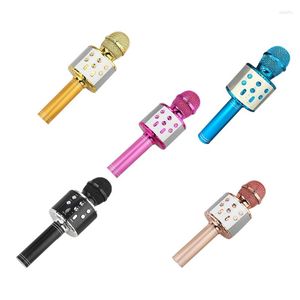 Microphones Microphone sans fil avec haut-parleur portatif de micro de machine de karaoké de lumières de LED