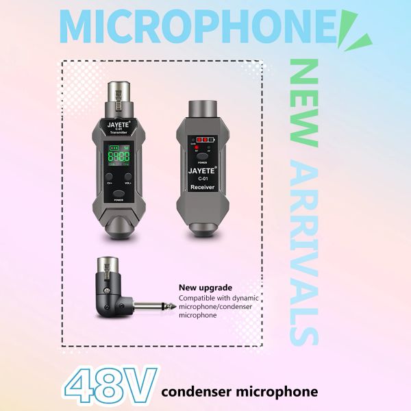 Micrófonos transmisor y receptor de XLR inalámbrico para el sistema de audio de micrófono dinámico sistema PA recargable transmisor inalámbrico XLR