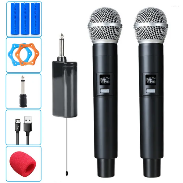 Microphones avec récepteur DVD conférence Microphone sans fil universel affichage LED pour ordinateur batterie Rechargeable mélangeur HD adaptateur vocal